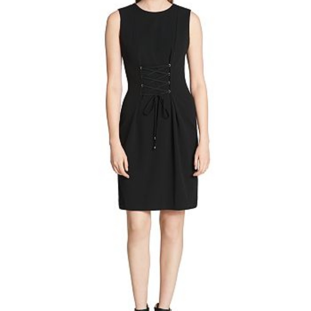 Calvin Klein black Sheath Dress with Lace Up